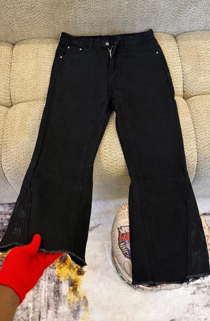 Plain Black Flared Jeans