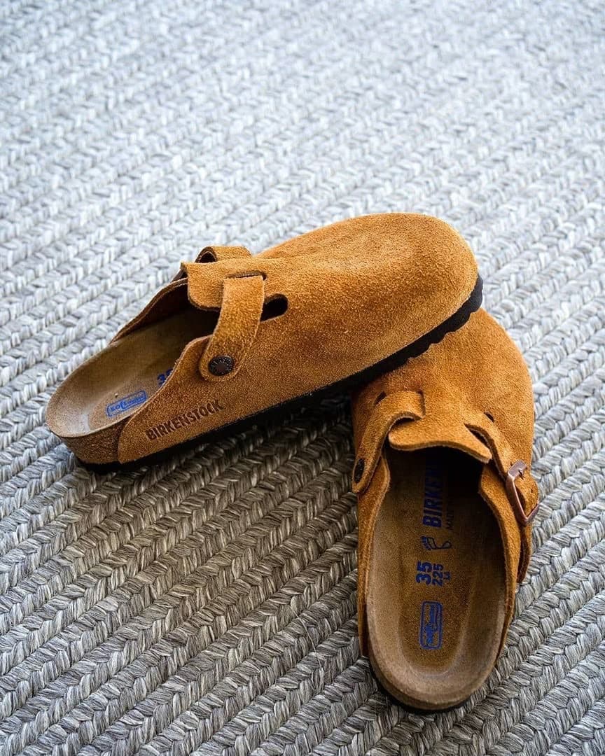 Birkenstock Boston Clogs, Cognac Suede