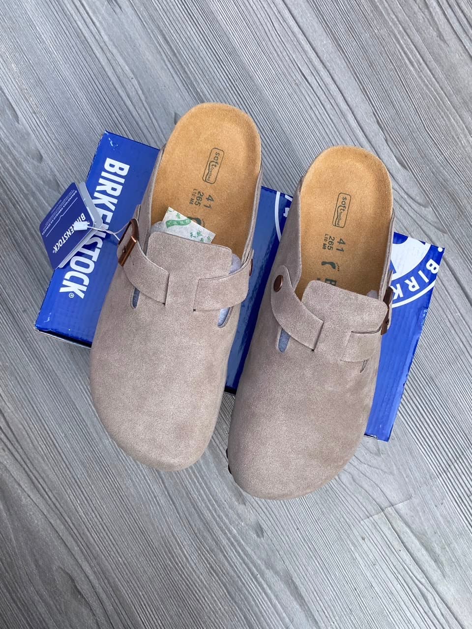 Birkenstock Boston Clogs, Grey Suede
