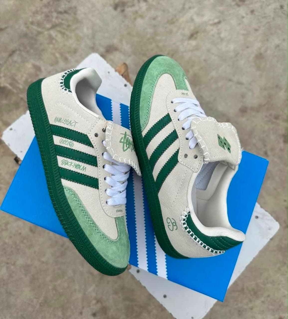 Adidas Samba x Stüssy, Cream & Green
