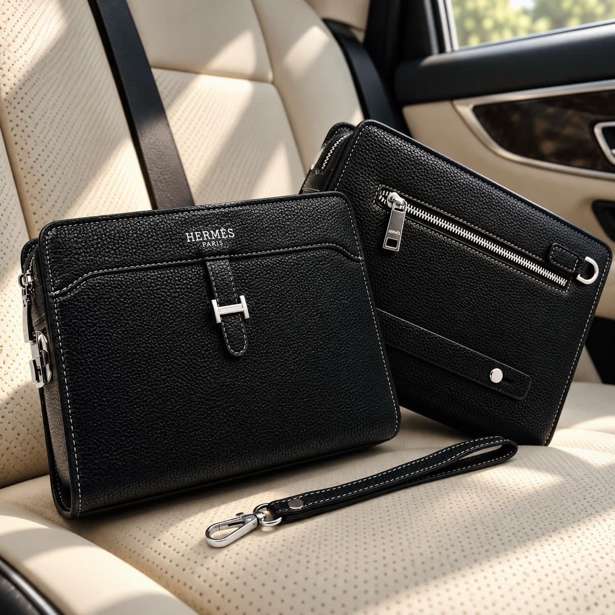 Hermès-Style Leather Pouch