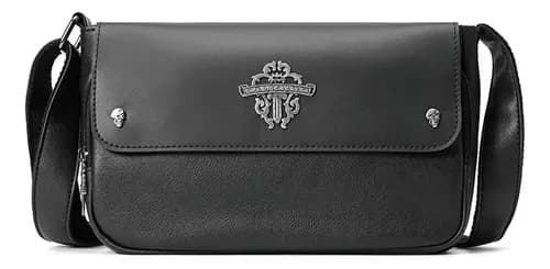 Gothic Crest Crossbody Bag, Black