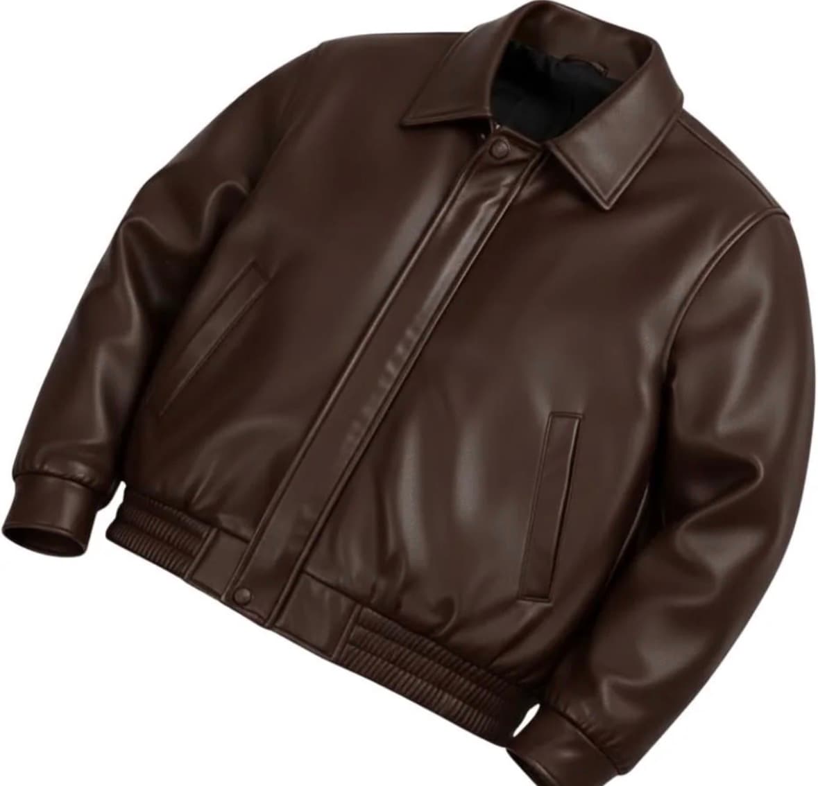 Faux-Leather Bomber Jacket