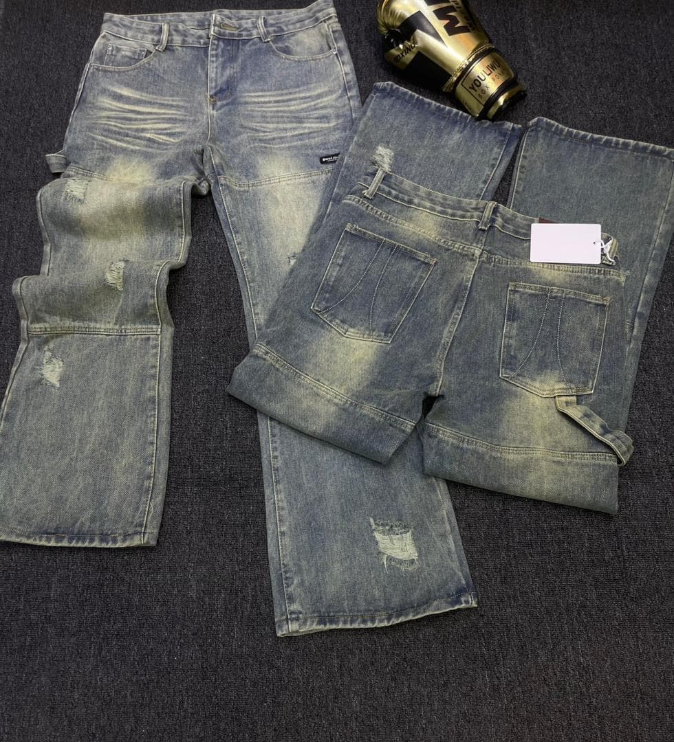 Medium-Wash Distressed Jeans